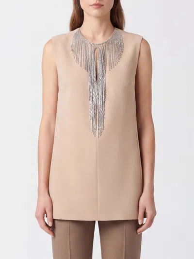 Sportmax Cady Sheath Mini Dress With Jewel Collar And Rhinestones In Neutral