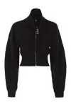 Sportmax Cropped Ribbed Knit Sweater With Snake-zip Detail In Black