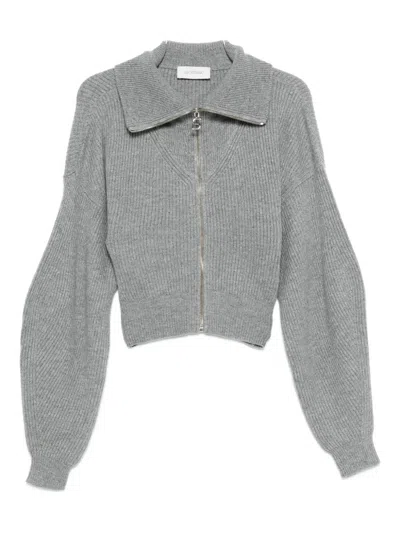 Sportmax Knitwear With Collared Neck And Cropped Length In Gray