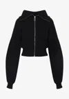 Sportmax Cropped Hooded Knitwear Ribbed Texture In Black