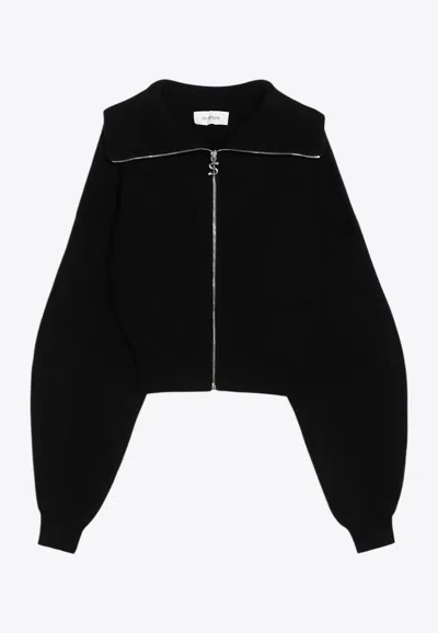 Sportmax Calipso Zip-up Cardigan In Wool And Cashmere In Black
