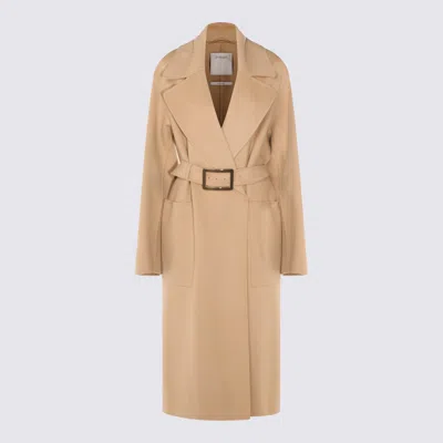 Sportmax Camel Cashmere Coat In Neutral