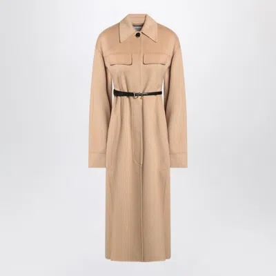 Sportmax Camel-coloured Wool Coat In Brown