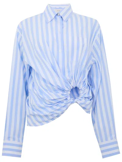Sportmax Palmizi Striped Knotted Shirt In Blue