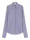 Sportmax Striped Collared Shirt Cuffed Sleeves In Blue