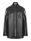 Sportmax Oversized Leather Jacket And Pocket In Black