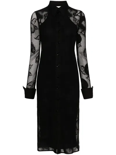 Sportmax Canosa Floral-lace Midi Dress In Black
