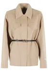 Sportmax Wool Jacket Belt Flap Pockets In Brown