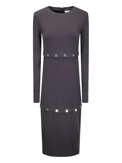 Sportmax Canzone Button Midi Dress In Gray