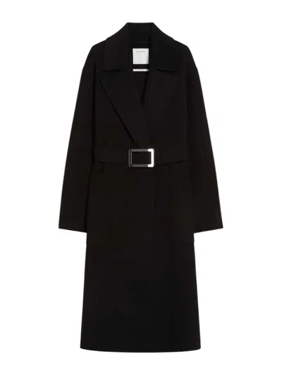 Sportmax Cappotto A Vestaglia In Pura Lana - Nero In Black
