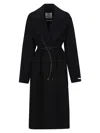 Sportmax Tie-cord Detail Single-breasted Coat In Black