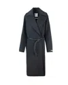Sportmax Double-faced Wool Wrap Long Coat In Black