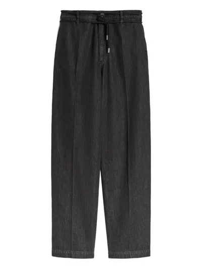 Sportmax High Waist Wide Leg Denim Trousers In Black