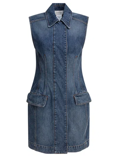 Sportmax Carabo Sleeveless Denim Mini Dress In Blue