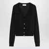 Sportmax V-neck Wool Cardigan With Ribbed Cuffs And Hem In Black
