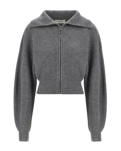 SPORTMAX CARDIGAN CALIPSO IN MISTO LANA GRIGIO