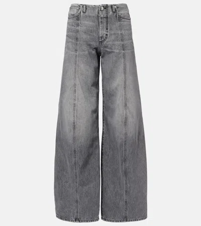 Sportmax Carezza Wide-leg Jeans In Gray