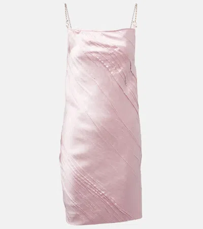 Sportmax Carta Pleated Satin Minidress In Pink