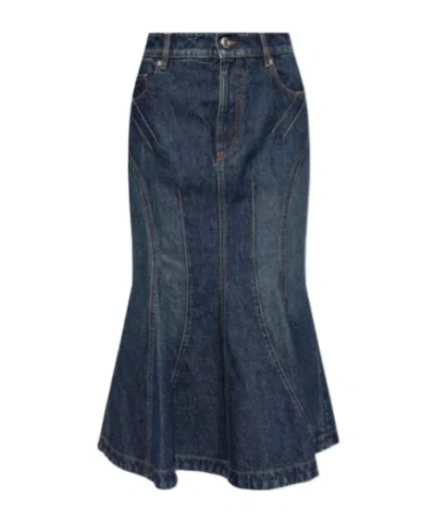 SPORTMAX SPORTMAX CASA FLARED DENIM MIDI SKIRT