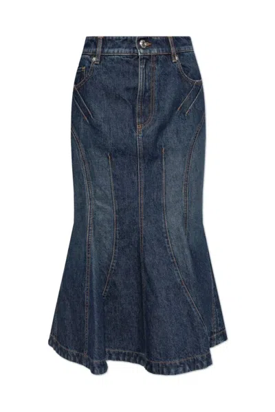 Sportmax Indigo Casa Denim Midi Skirt In Blue
