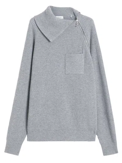 Sportmax Cashmere Blend Sweater With Zip Clothing In Gray
