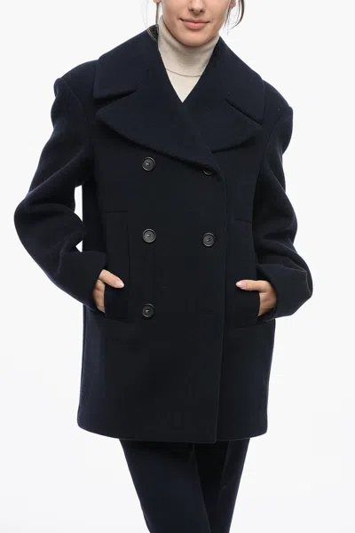 Sportmax Cashmere-blended Double-breasted Coat In Blue