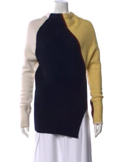Pre-owned Sportmax Cashmere Colorblock Pattern Sweater In Yellow