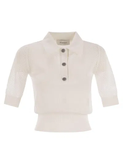 Sportmax Casta Button Detailed Short-sleeved Polo Top In White