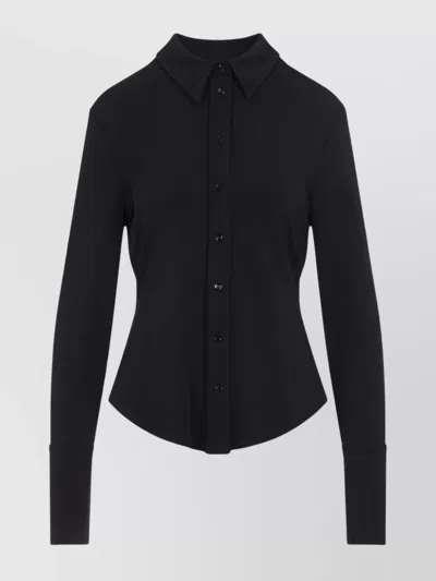 Sportmax Casual Curved Hem Long Sleeves Top In Black