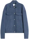 Sportmax Oversized Virgin Wool Jacket Pockets In Blue