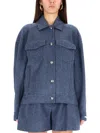 Sportmax Oversized Virgin Wool Jacket Pockets In Blue