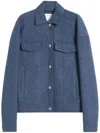 Sportmax Oversized Virgin Wool Jacket Pockets In Blue