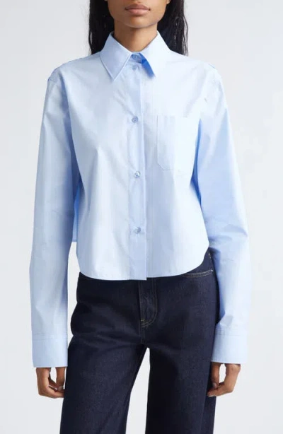 Sportmax Ceppo Pleated Poplin Button-up Shirt In Blue