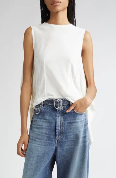 Sportmax Cera Draped Mixed Media Sleeveless Top In White