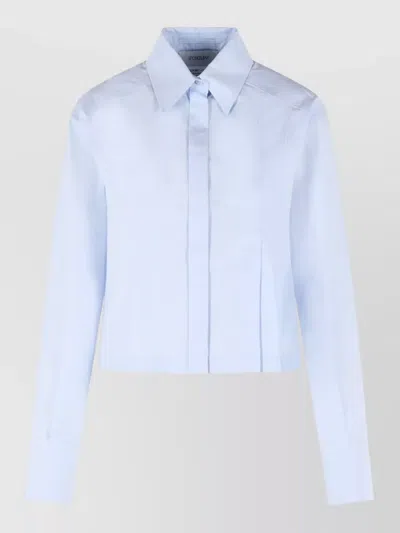 Sportmax Certo Cropped Cotton Poplin Shirt In Blue