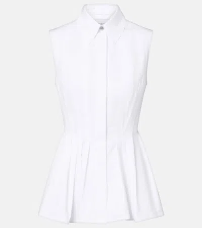 Sportmax Certosa Peplum Cotton Poplin Shirt In White