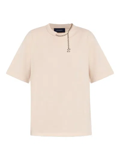 Sportmax Chain Detail Round Neck Short Sleeve Top In Metallic