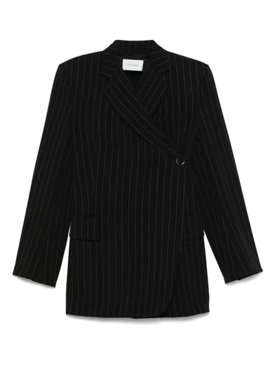 Sportmax Chalk-striped Blazer With Crossover Fastening For Women In Black