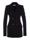 Sportmax Longline V-neck Jacket Button Detailing In Blue
