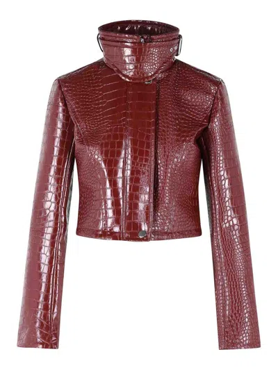 Sportmax Sultan Crop Jacket In  Print Patent Leather In Red