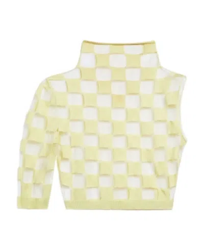 Sportmax Check-pattern Asymmetric Cropped Top In White