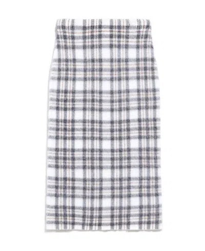 Sportmax Check-pattern Midi Skirt In Gray