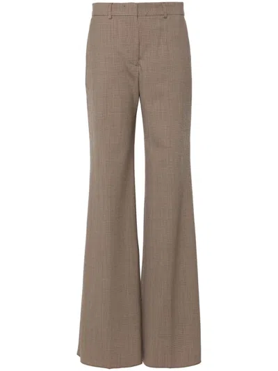 Sportmax Checked Flared Trousers In Brown