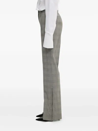 Sportmax Checked Side-button Trousers In Gray
