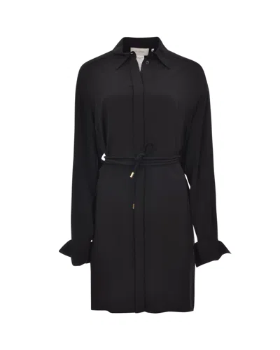 SPORTMAX BLACK STRETCH SILK SHIRTDRESS