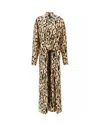 Sportmax Silk Leopard Print Astoria Maxi Dress In Blue Beige