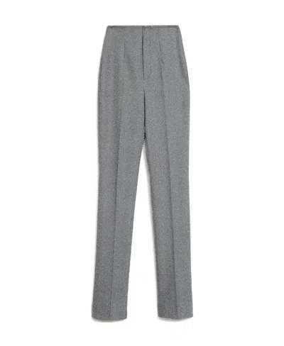 Sportmax Chevron-knit High-waisted Trousers In Gray