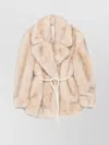Sportmax Chic Jacket With Faux Fur And Belt In Neutral