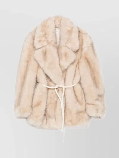 SPORTMAX CHIC JACKET WITH FAUX FUR AND BELT
