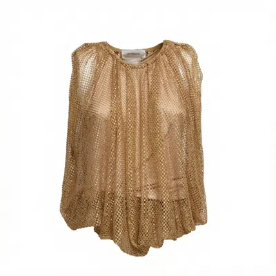Sportmax Chic Mesh Top With Crystal Embellishments For Women In Brown